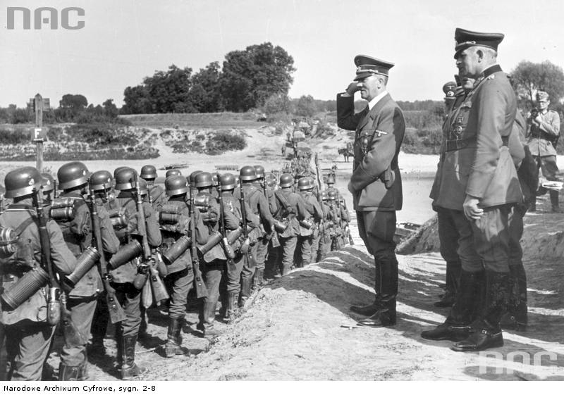 Adolf Hitler salutes his troops near Ubieszyn
